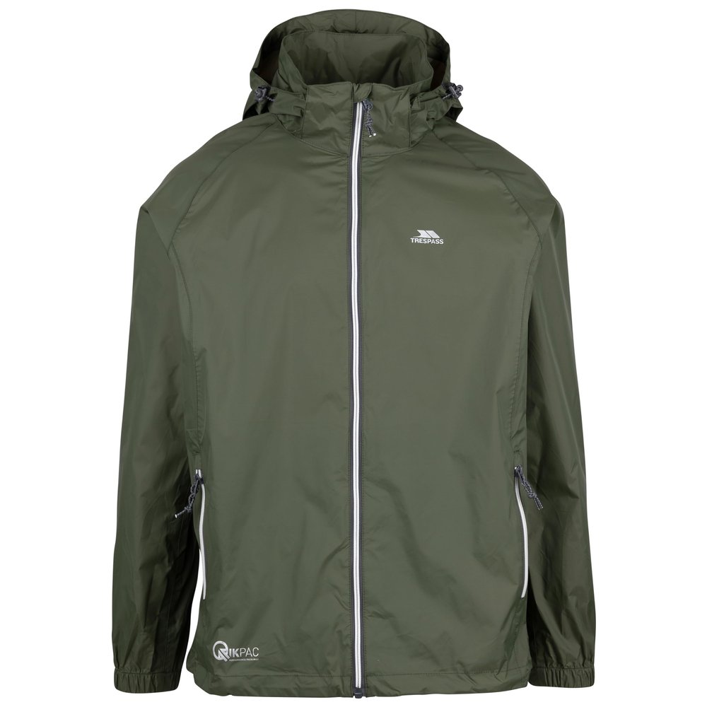 Trespass Waterproof Jacket Men Women Packaway Rain Coat With Hood, Light Rain Jacket Windbreaker, Raincoat In A Bag, Rain Coats For Men, Rain Coats for Women Qikpac X