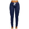 High Waist Yoga Leggings for Women, Tummy Control Workout Running Solid Stretch Cargo Pocket Leggings with 4 Pockets Navy view 1