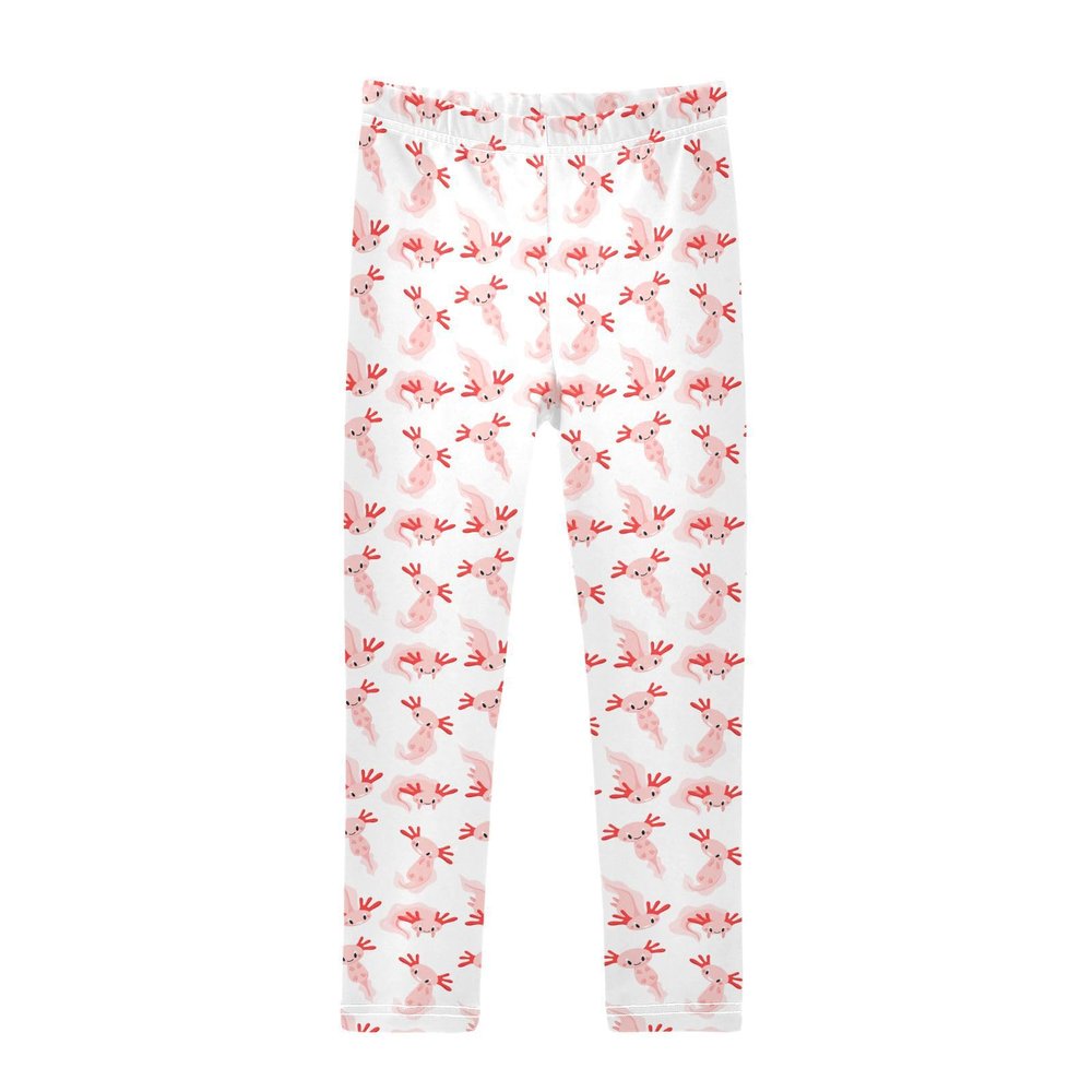 Aflyko Girls' Leggings Axolotl Cute Pink Kids Athletic Pants Dance Tights Yoga Ballet Running Workout Everyday Wear 5T