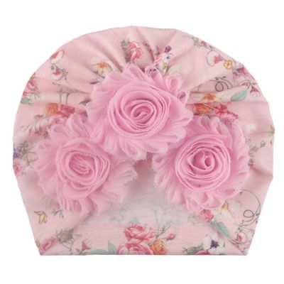 Girls Flowers Head Wraps Newborn Baby Cap Floral Mesh Hair Turban Cap Stretchy Lightweight Head Scarves (A, One Size)