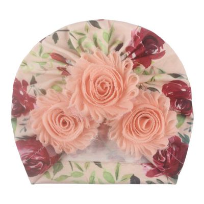 Girls Flowers Head Wraps Newborn Baby Cap Floral Mesh Hair Turban Cap Stretchy Lightweight Head Scarves (E, One Size)
