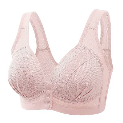 44 DDD Bras for Women Women's Daily Bras, Convenient Front Button Bra High Support Everyday Bra Wireless Push Up Bra Front Closure Sports Bras Pink S