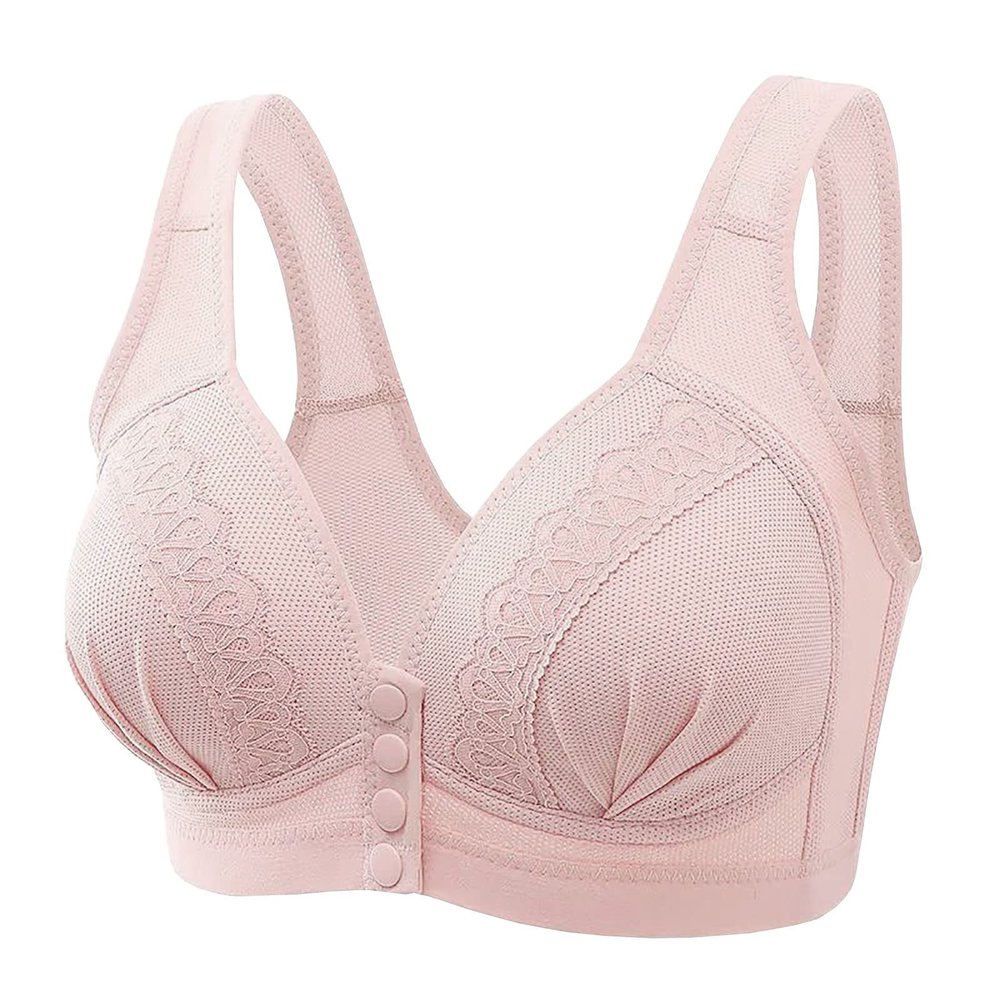 44 DDD Bras for Women Women's Daily Bras, Convenient Front Button Bra High Support Everyday Bra Wireless Push Up Bra Front Closure Sports Bras Pink S