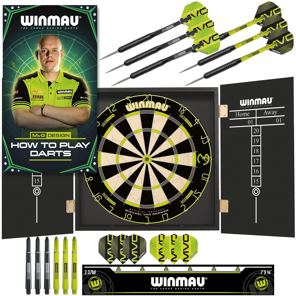 WINMAU Michael Van Gerwen MvG Sets Available with Dartboards, Cabinets, Surrounds, Darts and Accessories (Cabinet)