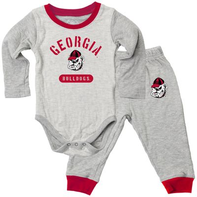 Wes and Willy Baby College Jie Jie Long Sleeve Bodysuit and Pant Set (Georgia Bulldogs, 18M)