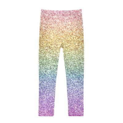 Aflyko Girls' Leggings Glitter Rainbow Vivid Kids Athletic Pants Dance Tights Yoga Ballet Running Workout Everyday Wear 5T