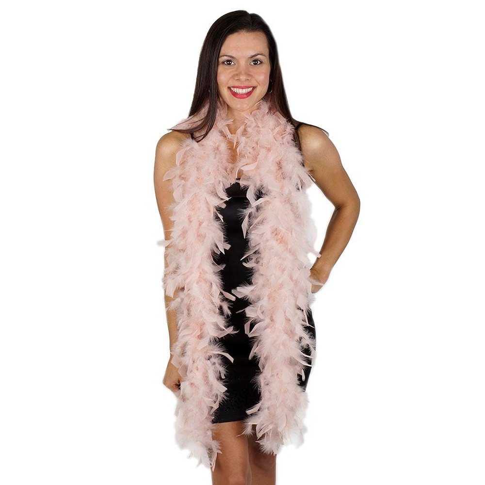 ZUCKER Turkey Feather Chandelle Boa - (72 Inch) - Christmas Decorations - Vibrant Holiday Home Decor - Heavy Feather Boas for Adults - Roaring 20's Costume, Mardi Gras Party Boa - Champagne