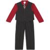 Van Heusen Boys' 4-Piece Formal Dress Up Suit Vest Set, Vest, Pants, Collared Dress Shirt, and Tie, Black Check, 2T view 1