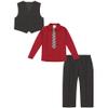 Van Heusen Boys' 4-Piece Formal Dress Up Suit Vest Set, Vest, Pants, Collared Dress Shirt, and Tie, Black Check, 2T view 2