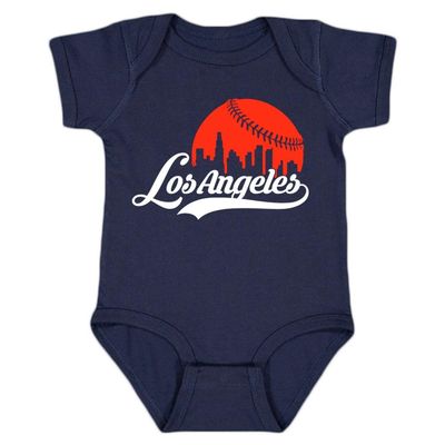 Xtreme Apparrel Los Angeles Skyline Kid's Baby Bodysuit for Baseball Fans (Navy, 24M)