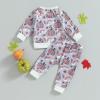 JeuaPho Baby Boy Halloween Outfits Pumpkin Pie Print Long Sleeve Sweatshirt and Pant for Toddler 2 Piece Fall Clothes Set (09 Pink, 6-12 Months) view 2