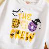 JeuaPho Baby Boy Halloween Outfits Pumpkin Pie Print Long Sleeve Sweatshirt and Pant for Toddler 2 Piece Fall Clothes Set (Orange White, 12-18 Months) view 3