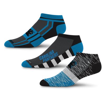 For Bare Feet NFL CAROLINA PANTHERS Stripe Stack 3 Pack Ankle Sock Team Colors Large