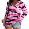 Pink Camo Women's Tunic Tops V-Neck Long Sleeve Loose Casual T-Shirts Blouses view 1