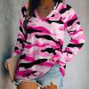 Pink Camo Women's Tunic Tops V-Neck Long Sleeve Loose Casual T-Shirts Blouses view 2