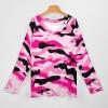 Pink Camo Women's Tunic Tops V-Neck Long Sleeve Loose Casual T-Shirts Blouses view 3