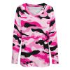 Pink Camo Women's Tunic Tops V-Neck Long Sleeve Loose Casual T-Shirts Blouses view 4