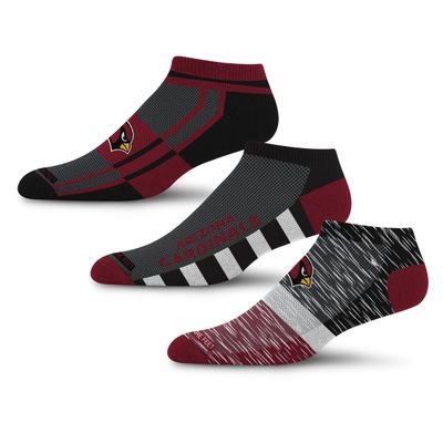 For Bare Feet NFL ARIZONA CARDINALS Stripe Stack 3 Pack Ankle Sock Team Colors Large