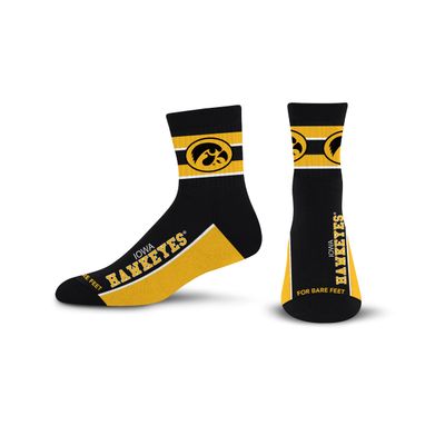 For Bare Feet NCAA IOWA HAWKEYES Lil' Deuce Quarter Sock Team Color Large