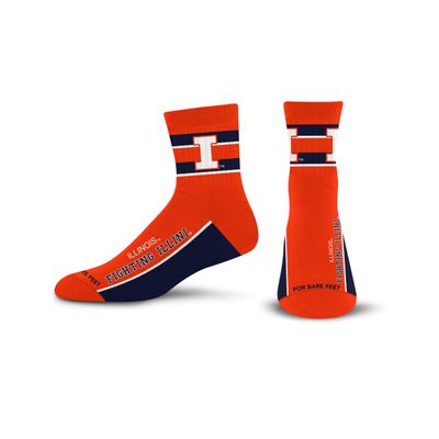 For Bare Feet NCAA ILLINOIS FIGHTING ILLINI Lil' Deuce Quarter Sock Team Color Large