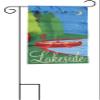 12x18 Lakeside Canoe Boat Night Sleeved w/Garden Stand 12"x18" Flag