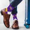 For Bare Feet NCAA LSU TIGERS Argyle Remix Premium Dress Sock Team Color OSFM view 2