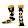 For Bare Feet NFL PITTSBURGH STEELERS Argyle Remix Premium Dress Sock Team Color OSFM view 1