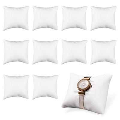 AUEAR, 10 Pack PU Leather Watch Pillows Jewelry Display Pillow Bracelet Bangle Cushion Organizer for Gift Box (Off White)