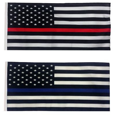 12x18 12"x18" USA Police Thin Blue & Fire Thin Red Line Sleeve Flag Boat Garden