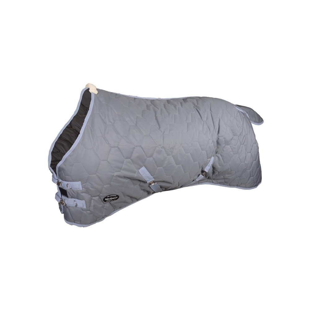 Reinsman Premium Quilted Winter Stable Horse Blanket | Lightweight 600Denier Top & 250 Gram Fill | Fleece-Lined Neck & Breathable Nylon Lining | 2 Belly Straps | Stainless-Steel Hardware, Gray, 75"