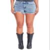 YMI Women's Dream High Rise Shorts with Frayed Hem, Light Blue Rips, 07 view 1