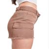 YMI Womens High Rise Belted Cargo Shorts, Brnie, 11 view 2