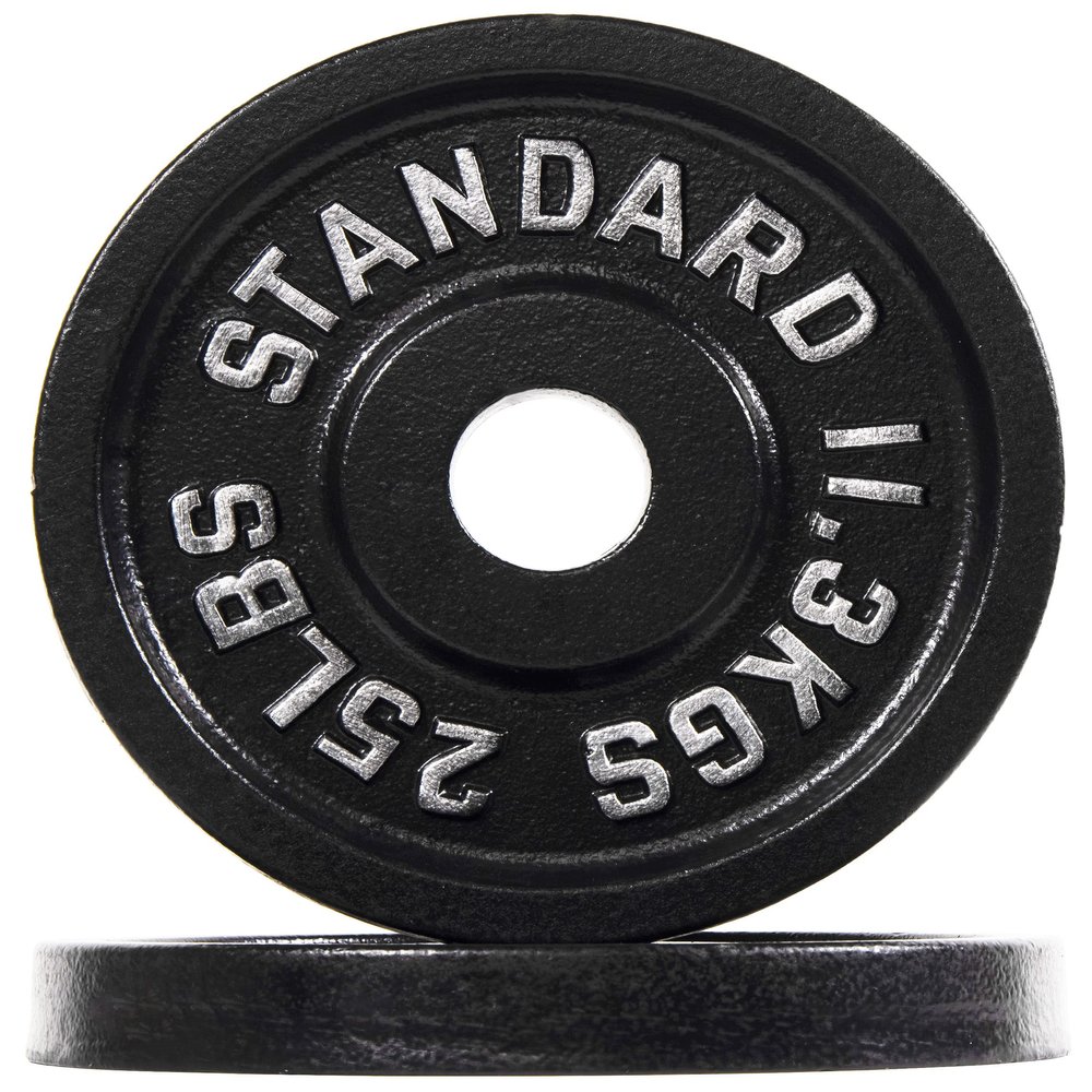 Fitvids Olympic 2-Inch Cast Iron Plate Weight Plate for Strength Training and Weightlifting, Vintage Style, Alloy Steel,25LB Pair