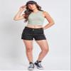 YMI Womens High Rise Belted Cargo Shorts, Black, 13 view 2