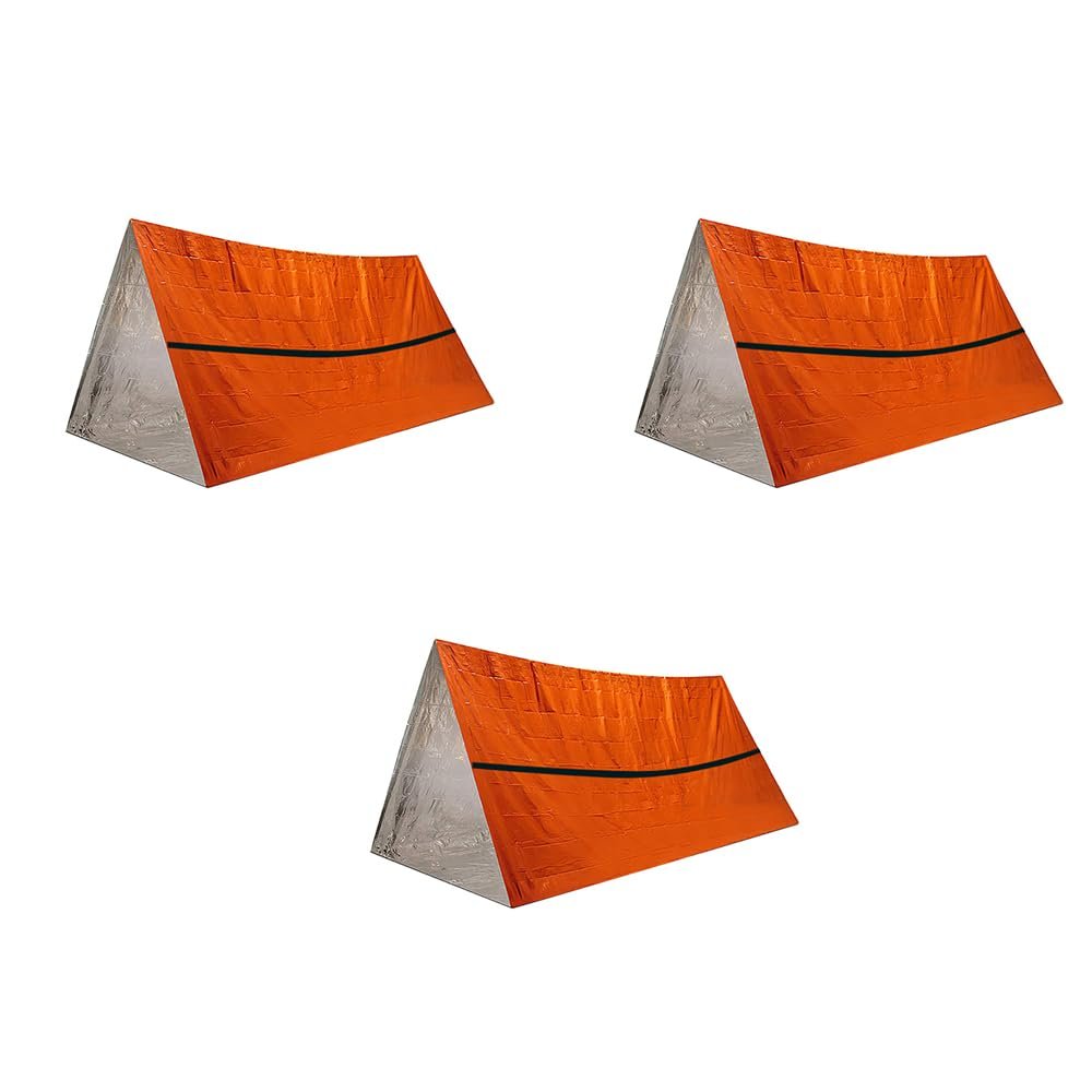 3Pcs Emergency Tents, Foldable Survival Shelter with with Carry Bag and Whistle, Outdoor Waterproof Thermal Tents, Keep You Dry and Warmth, for Survival Camping Extreme Weather