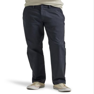 Lee Men's Flat Front Relaxed Straight Pant, Navy, 36W x 29L
