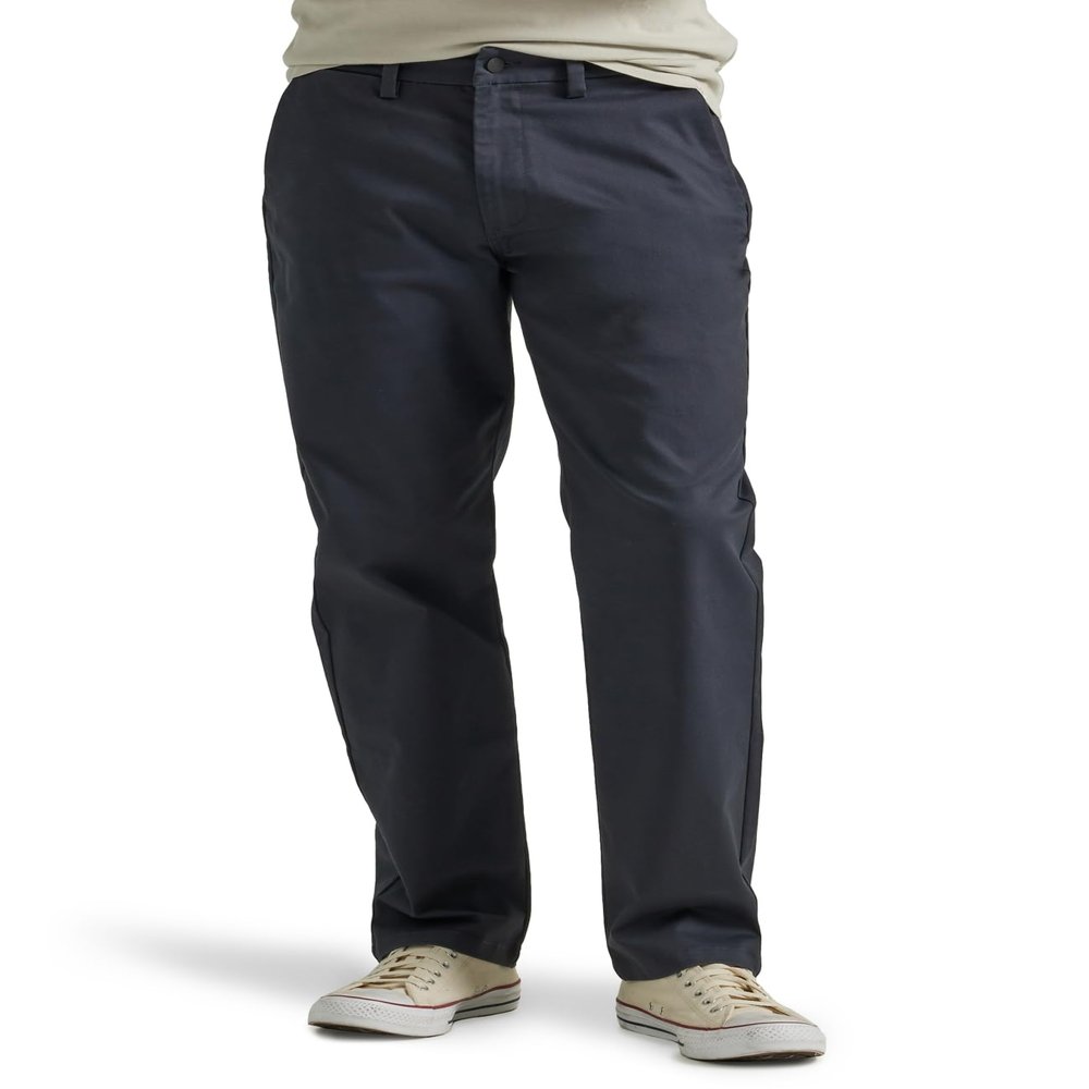 Lee Men's Flat Front Relaxed Straight Pant, Navy, 36W x 29L