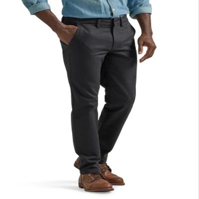 Lee Men's Flat Front Slim Straight Pant, Black, 34W x 29L