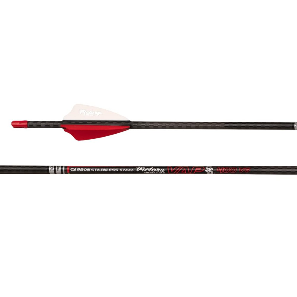Victory Archery VAP SS 0.166" Micro Diameter Hunting Arrow (Spine: 400, 6 Pack Fletched, Straightness 0.006 - Sport - Red)