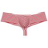 Jaxu Men's Mini Cheek Underwear Bulge Pouch Hipster Boxer Brief Booty Short Half Hip Brazilian Bikini Skimpy Swimwear Small Red Stripe XL view 1