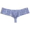 Jaxu Men's Mini Cheek Underwear Bulge Pouch Hipster Boxer Brief Booty Short Half Hip Brazilian Bikini Skimpy Swimwear Scrawl Plaid M view 1