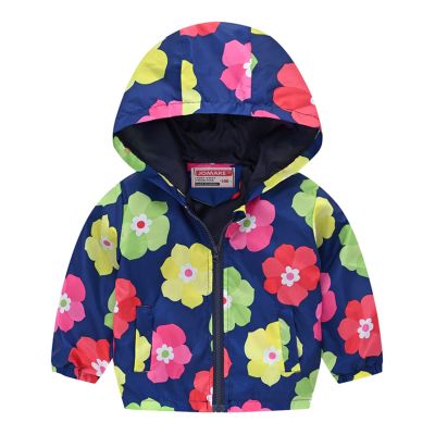 Baby Boys Girls Cartoon Prints All Zip up Windproof Jacket Long Sleeve Hooded Big Girls Winter Warm (Blue, 18-24 Months)