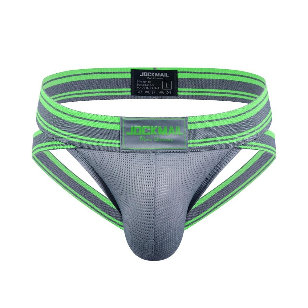 JOCKMAIL Jockstrap Athletic Supporters for Men Jock Strap Male Underwear for Gym Sport Grey