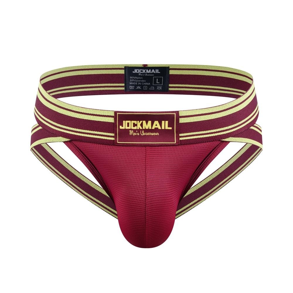 JOCKMAIL Jockstrap Athletic Supporters for Men Jock Strap Male Underwear for Gym Sport Maroon