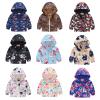 Baby Boys Girls Cartoon Prints All Zip up Windproof Jacket Long Sleeve Hooded Big Girls Winter Warm (Navy, 18-24 Months) view 2