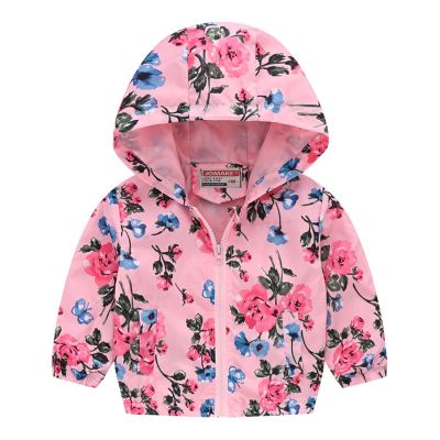 Baby Boys Girls Cartoon Prints All Zip up Windproof Jacket Long Sleeve Hooded Big Girls Winter (Hot Pink, 18-24 Months)