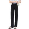 Thin Loose Casual Drop Feeling Ice Silk Pants Women High Waist Straight Tube Wide Leg Trouser Black S(40-50) KG view 1