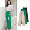 Thin Loose Casual Drop Feeling Ice Silk Pants Women High Waist Straight Tube Wide Leg Trouser Black S(40-50) KG view 2