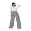 Pulcykp Striped Narrow Wide Leg Pants Women Loose and Slim High Waist Draping Casual Knitted Pant White M view 1