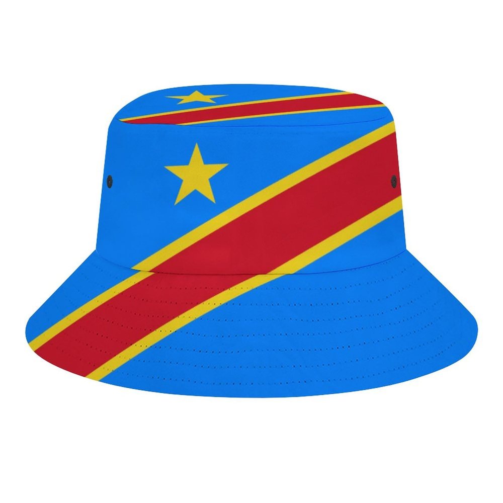 Calculay Congo (DRC) Flag Fisherman Hat-DIY Printing Outdoor Summer Travel/Hiking/Climbing/Beach Sun Hat